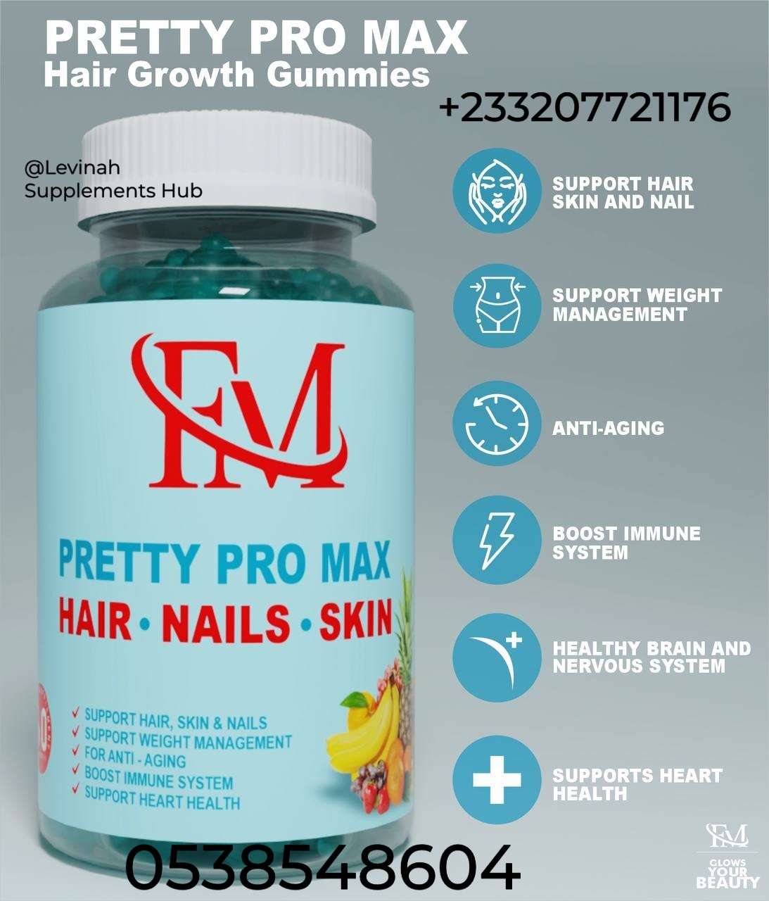 FM Cosmetics Pretty Promax Gummies for Hair, Skin and Nails