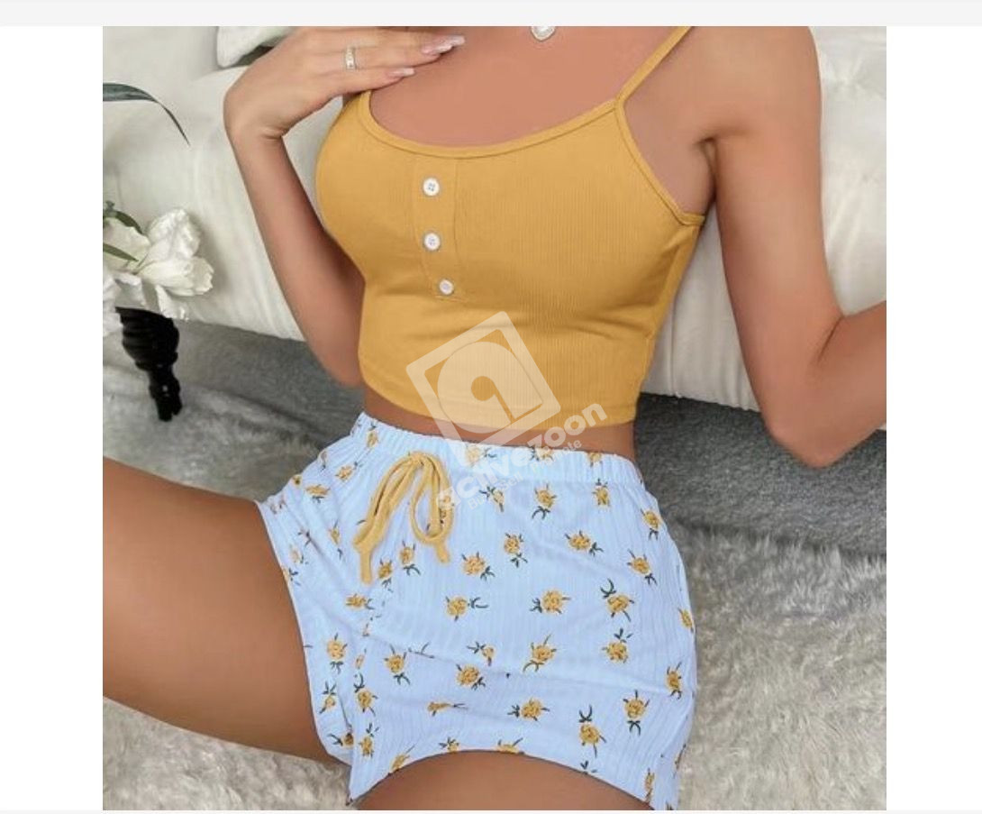 Floral Ribbed Cami & Shorts Pajama Set